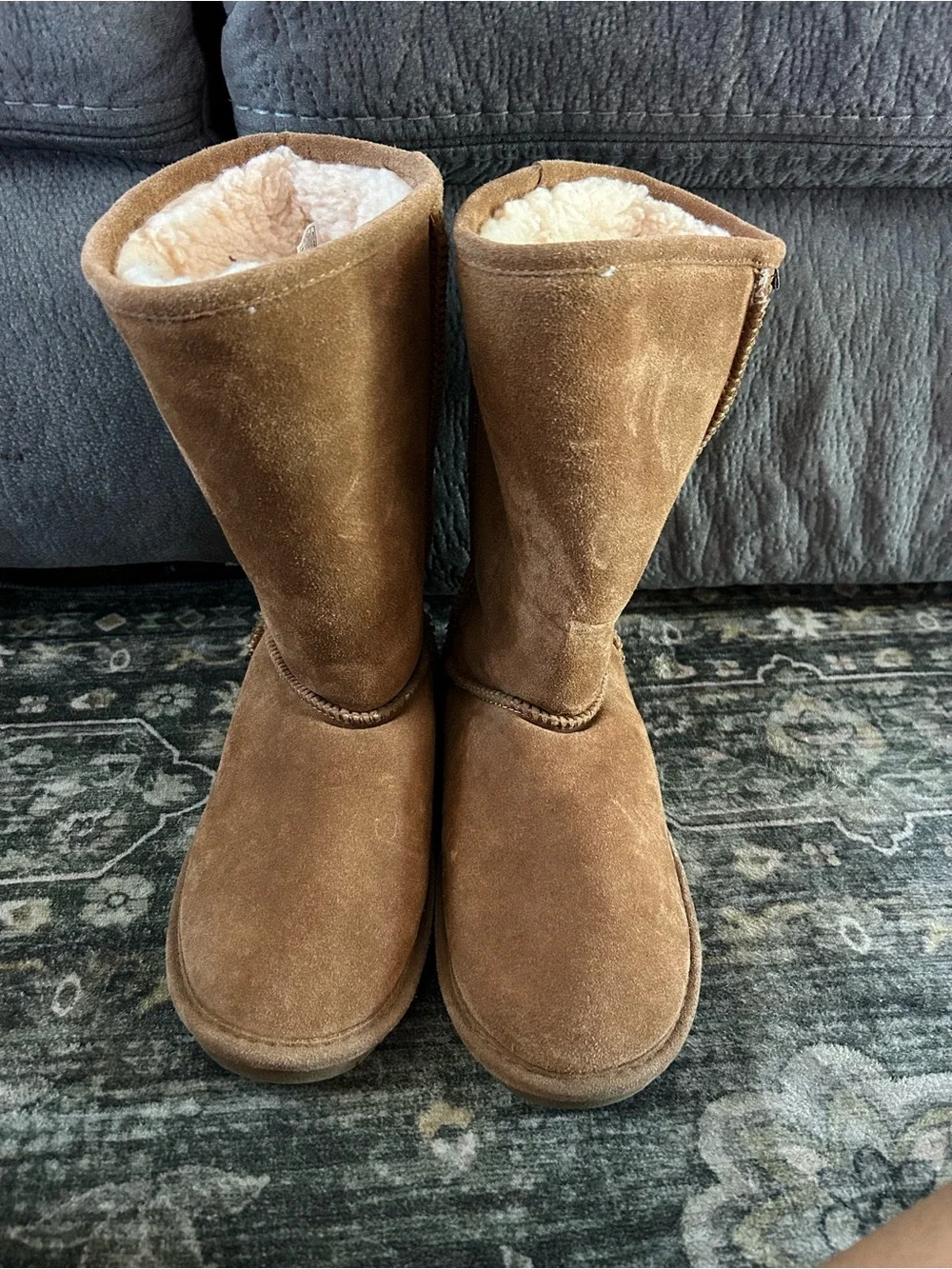BearPaw Women's Suede Shearling-Lined Mid-Calf Boot - Brown